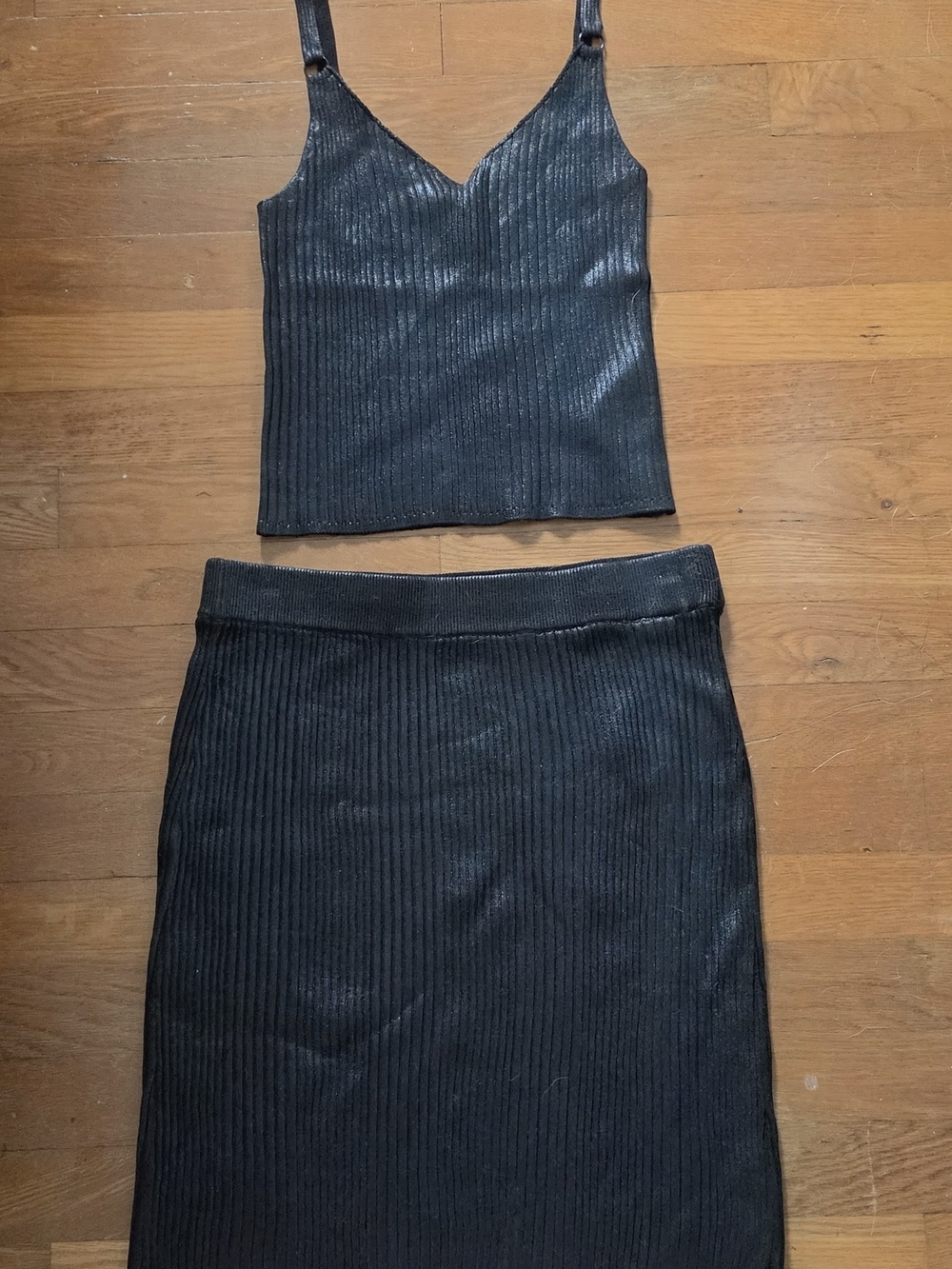 Volcom Black Ribbed Knit Skirt Set